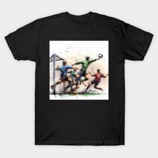 Artistic illustration of men playing soccer T-Shirt